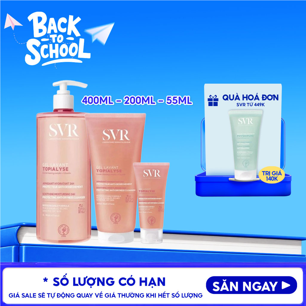 Sữa Rửa Mặt SVR Dạng Gel Không Chứa Xà Phòng Dành Cho Da Khô Topialyse Gel Lavant