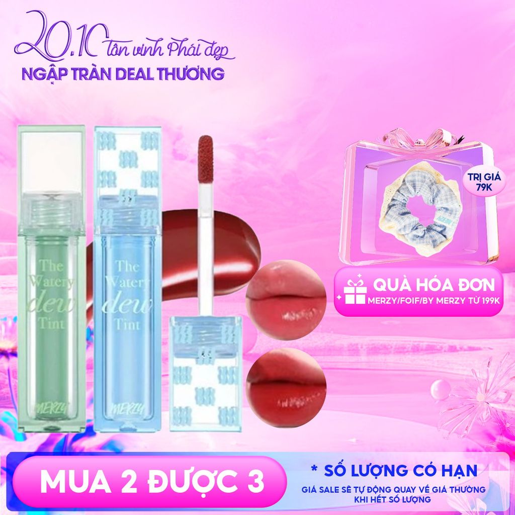 [New][NEW DEW] Son Tint Bóng Merzy Dạng Thạch, Bền Màu, Lâu Trôi Cho Đôi Môi Căng Mọng, Ẩm Mịn The Watery Dew Tint