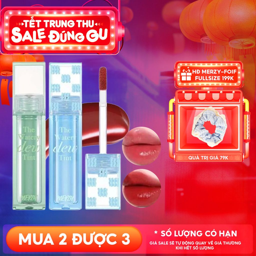 [New][NEW DEW] Son Tint Bóng Merzy Dạng Thạch, Bền Màu, Lâu Trôi Cho Đôi Môi Căng Mọng, Ẩm Mịn The Watery Dew Tint