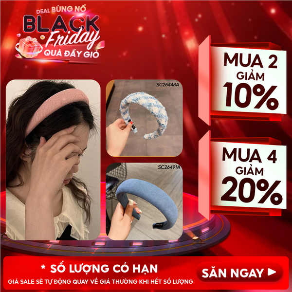  [NHẬP KHẨU] Băng Đô Cài Tóc Trơn, Họa Tiết Thời Trang TOOLA 