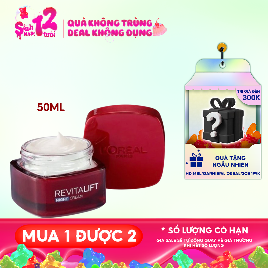 Kem Dưỡng L'Oreal Ngừa Lão Hòa Ban Đêm Revitalift Moisturizing Cream Night 50ml