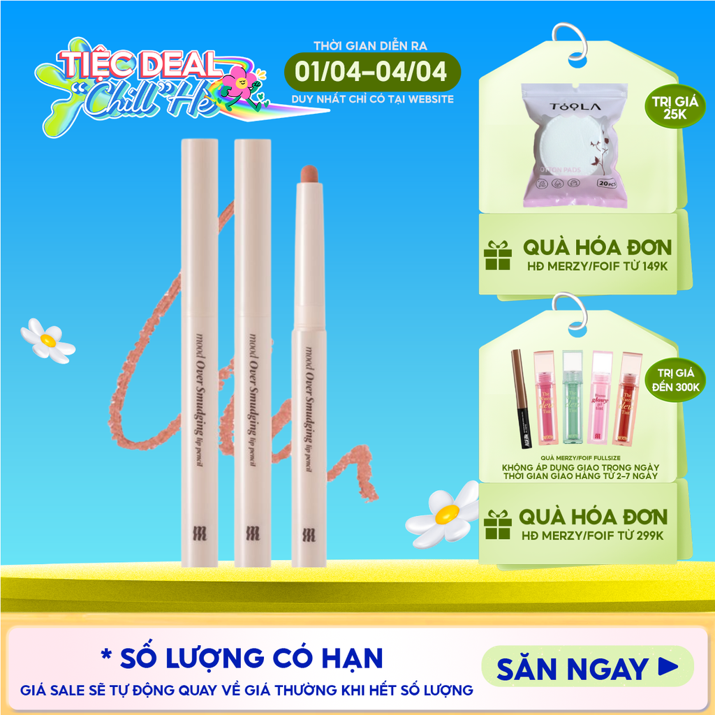 Chì Kẻ Viền Môi Merzy Mịn Lì, Đa Năng Mood Over Smudging Lip Pencil 0.9g