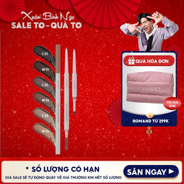  Chì Kẻ Mày Nét Mảnh Romand 3 Trong 1 Cho Đôi Chân Mày Hoàn Hảo, Sắc Nét Han All Sharp Brow - Han All Line 