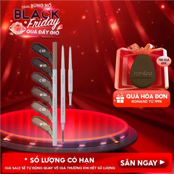  Chì Kẻ Mày Nét Mảnh Romand 3 Trong 1 Cho Đôi Chân Mày Hoàn Hảo, Sắc Nét Han All Sharp Brow - Han All Line 