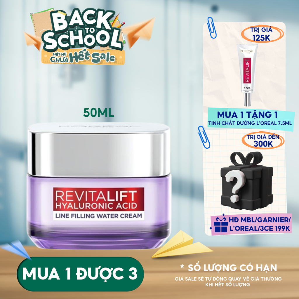 Kem Dưỡng L'oreal Cấp Ẩm, Cải Thiện Nếp Nhăn Revitalift Hyaluronic Acid Line Filling Water Cream