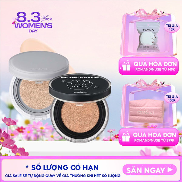  Phấn Nước Romand Che Phủ Cao, Mỏng Nhẹ Tự Nhiên NU Zero Cushion SPF24/PA++ 15g 