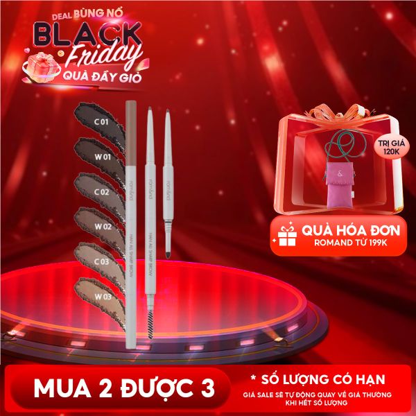  Chì Kẻ Mày Nét Mảnh Romand 3 Trong 1 Cho Đôi Chân Mày Hoàn Hảo, Sắc Nét Han All Sharp Brow - Han All Line 