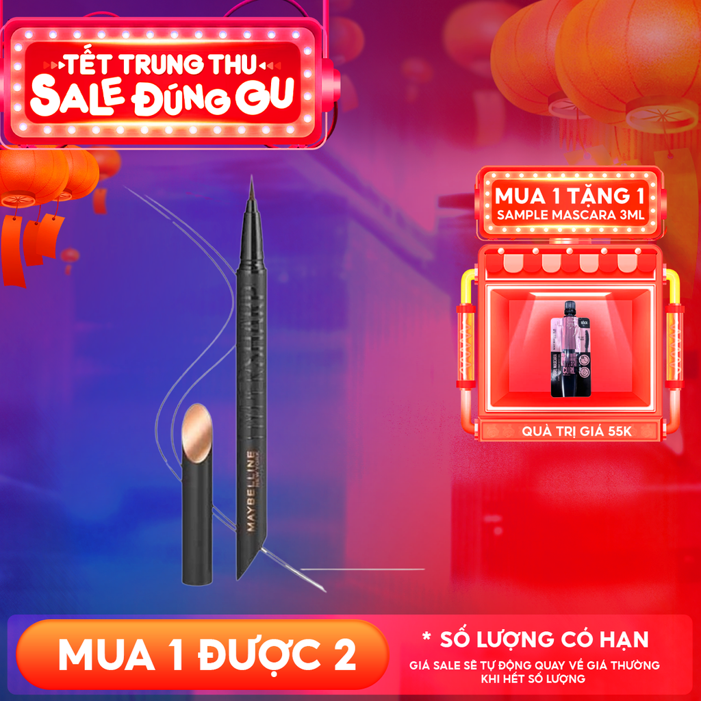 Bút Kẻ Mắt Nước Siêu Sắc Mảnh, Không Lem Trôi Maybelline New York Hyper Sharp Liner Extreme 0.4g
