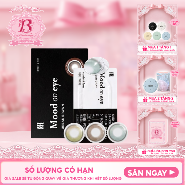  Kính Áp Tròng Merzy Lens Mắt Màu Tự Nhiên, Cao Cấp Hàn Quốc Mood On Eye Contact Lens 