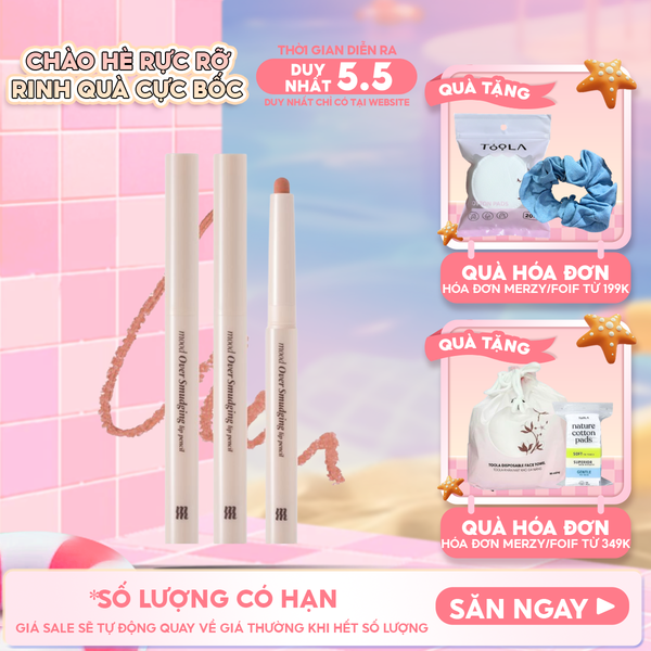  Chì Kẻ Viền Môi Merzy Mịn Lì, Đa Năng Mood Over Smudging Lip Pencil 0.9g 