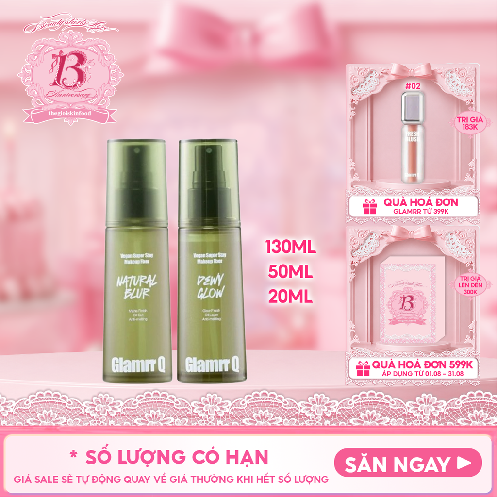 Xịt Khóa Nền Glamrr Q Cố Định Trang Điểm Thuần Chay Cho Da Nhạy Cảm Vegan Super Makeup Fixer