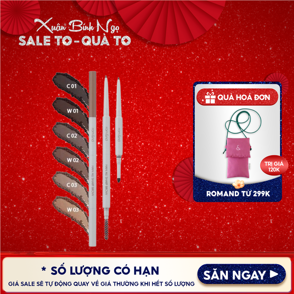  Chì Kẻ Mày Nét Mảnh Romand 3 Trong 1 Cho Đôi Chân Mày Hoàn Hảo, Sắc Nét Han All Sharp Brow - Han All Line 