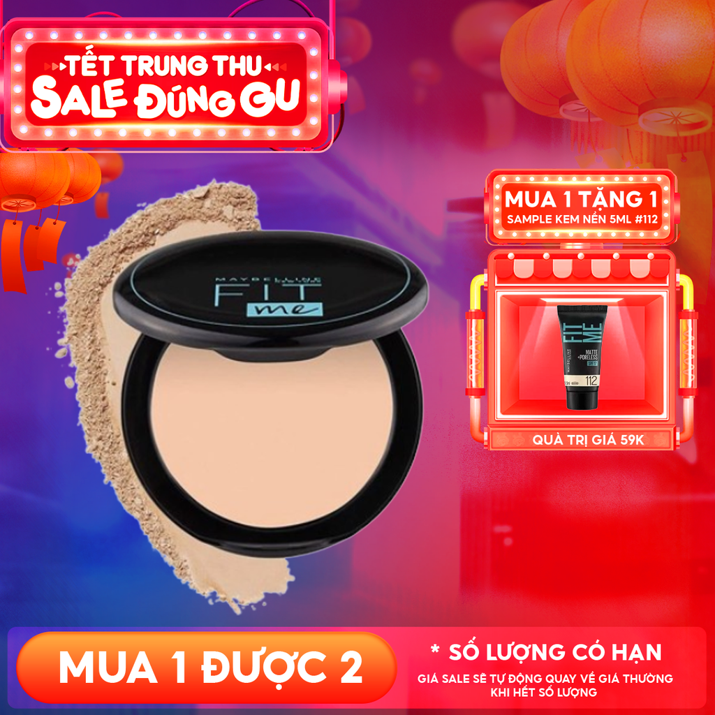 Phấn Phủ Maybelline Dạng Nén Che Phủ Hoàn Hảo, Kiềm Dầu Hiệu Quả Fit Me Matte Poreless Powder SPF32 /PA+++ 6g - Hộp Tròn
