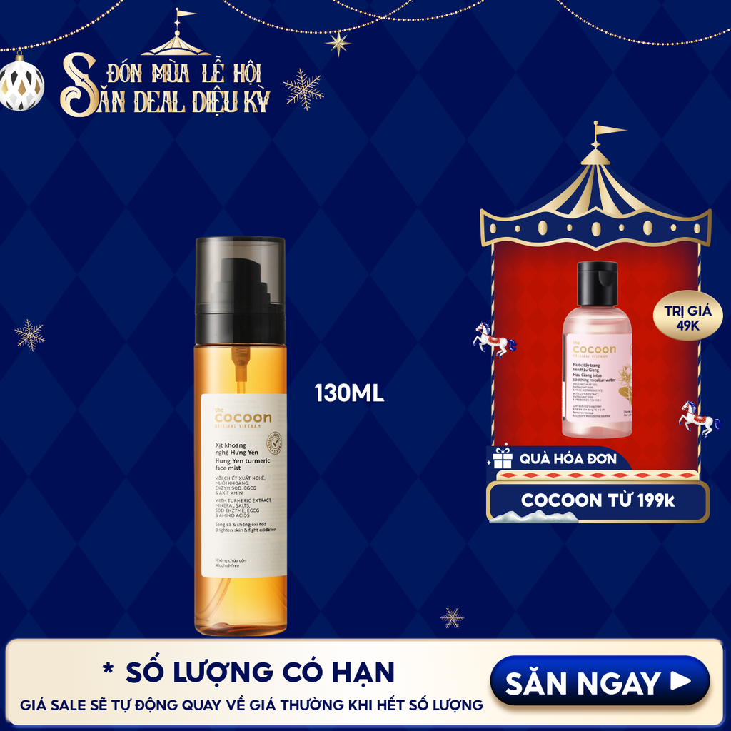 Xịt Khoáng Cocoon Nghệ Hưng Yên Giúp Sáng Da Turmeric Face Mist 130ml