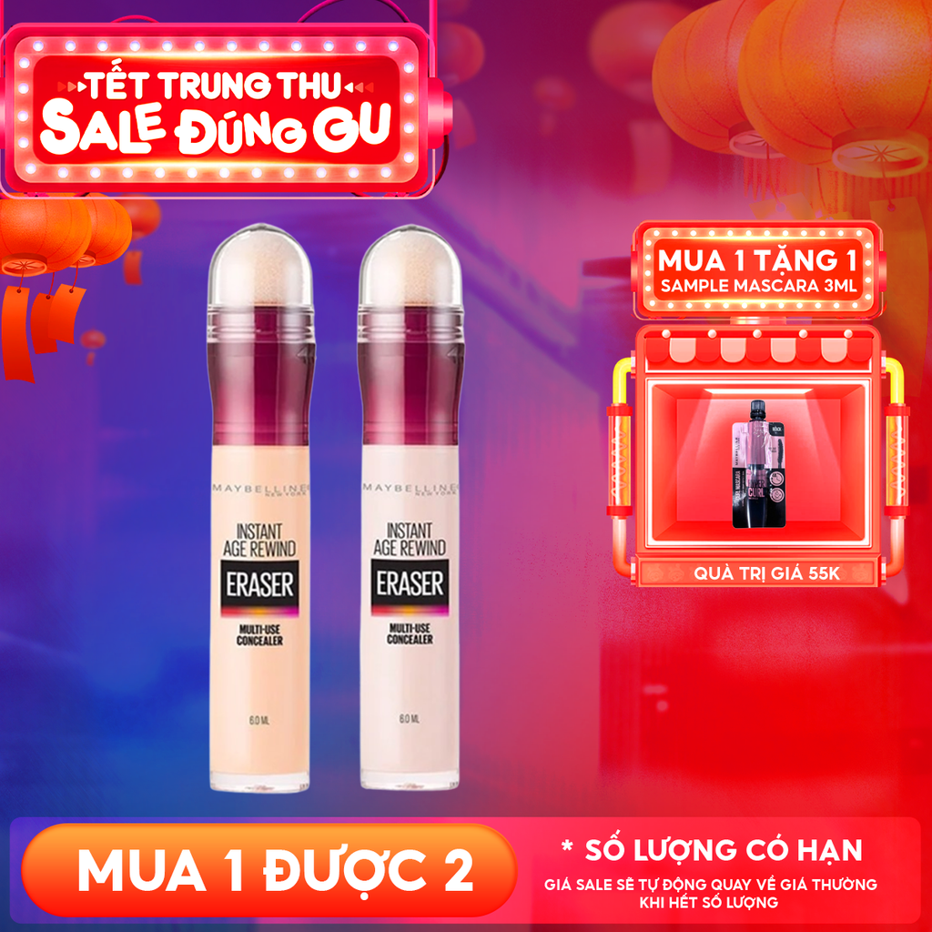 Bút Che Khuyết Điểm Maybelline Đa Năng Che Phủ Hoàn Hảo Instant Age Rewind Eraser Multi-Use Concealer SPF 30 6ml