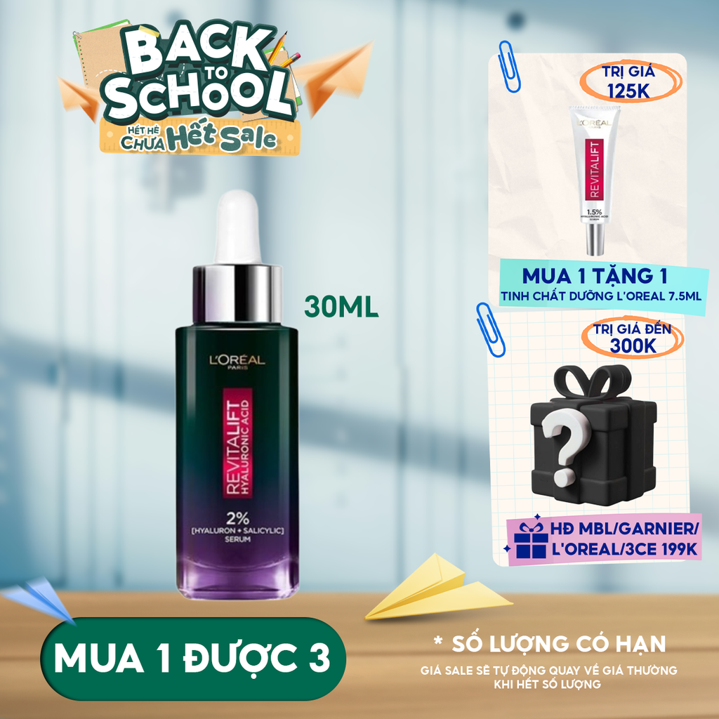 Serum L'Oreal Kiềm Dầu Ban Đêm Niacinamide 2% Revitalift Hyaluronic Acid Oil Control Serum 30ml