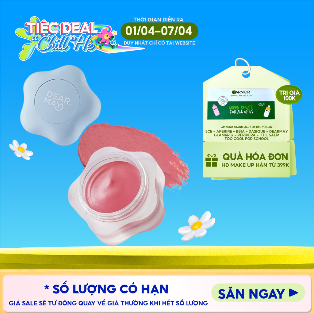 Son Kem Bùn Dearmay Kiêm Má Hồng Mờ Lì Thuần Chay Pure Falling Mood Lip Pot 6.5g