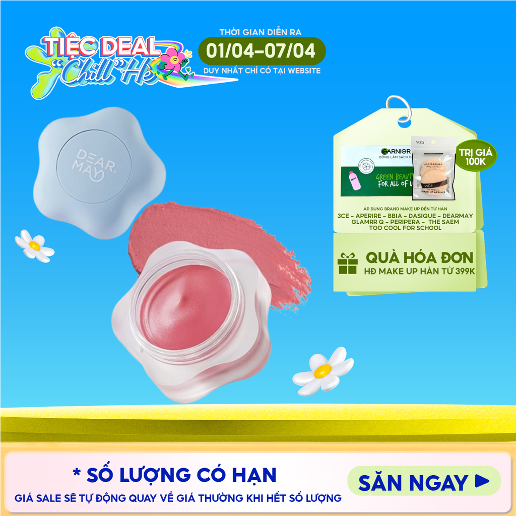 Son Kem Bùn Dearmay Kiêm Má Hồng Mờ Lì Thuần Chay Pure Falling Mood Lip Pot 6.5g