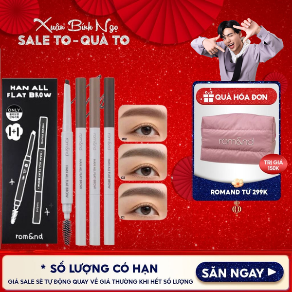  Chì Kẻ Mày Ngang Romand Cho Chân Mày Sắc Nét, Lâu Trôi Han All Flat Brow 