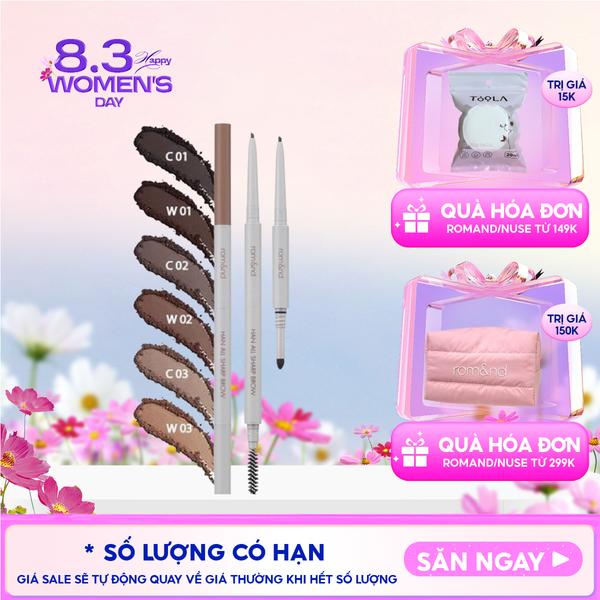  Chì Kẻ Mày Nét Mảnh Romand 3 Trong 1 Cho Đôi Chân Mày Hoàn Hảo, Sắc Nét Han All Sharp Brow - Han All Line 