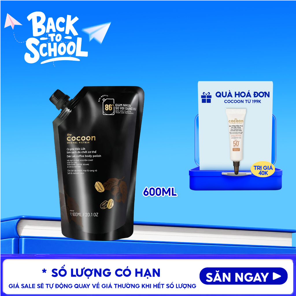 Tẩy Da Chết Body Cocoon Làm Đều Màu Da Và Dưỡng Mịn Da Chiết Xuất Cà Phê Dak Lak Coffee Body Polish
