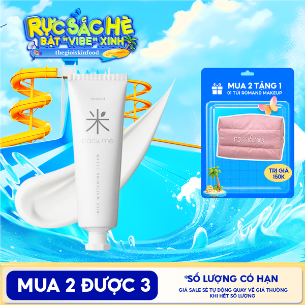  Kem Gạo Dưỡng Ẩm Romand Hỗ Trợ Giảm Tàn Nhang, Làm Sáng Da, Nâng Tông Back Me Rice Whitening Cream 50ml 