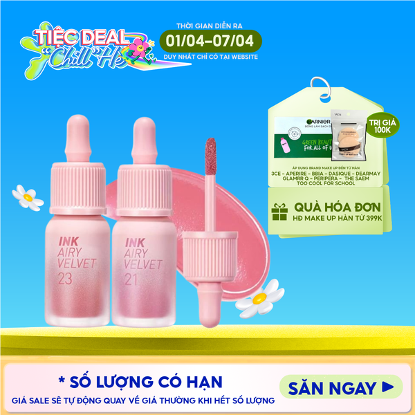  Son Kem Lì Nhẹ Môi, Siêu Mịn Peripera Ink Airy Velvet 4g 