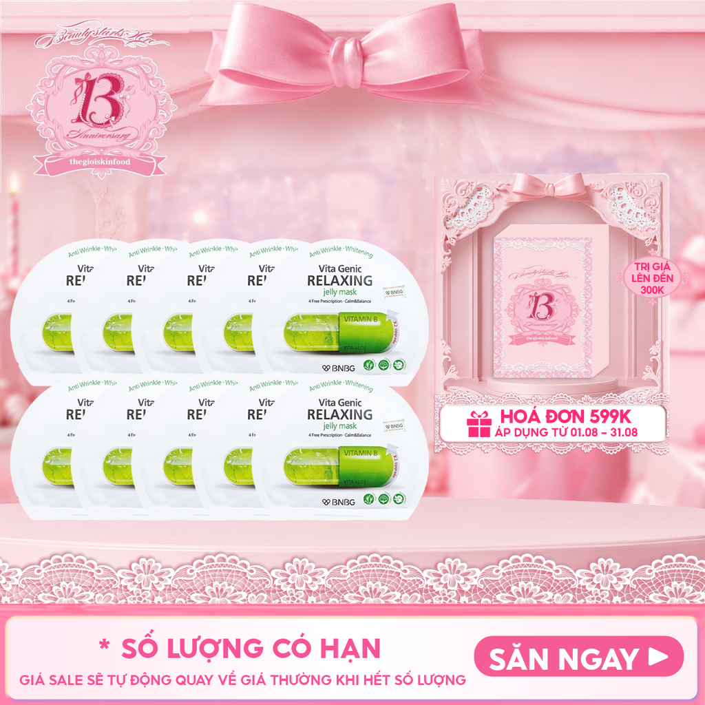 Combo 10 Miếng Mặt Nạ Miếng BNBG Dưỡng Ẩm, Hỗ Trợ Dưỡng Trắng, Cải Thiện Làn Da Hàn Quốc (Vitamin A, B, B3, E)