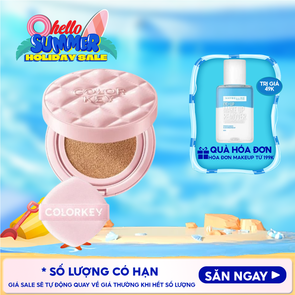  Cushion Chống Nắng Colorkey Mỏng Nhẹ, Bền Lâu Long Lasting Flawless Brightening Cushion Cream SPF50+ PA++++ 11g 