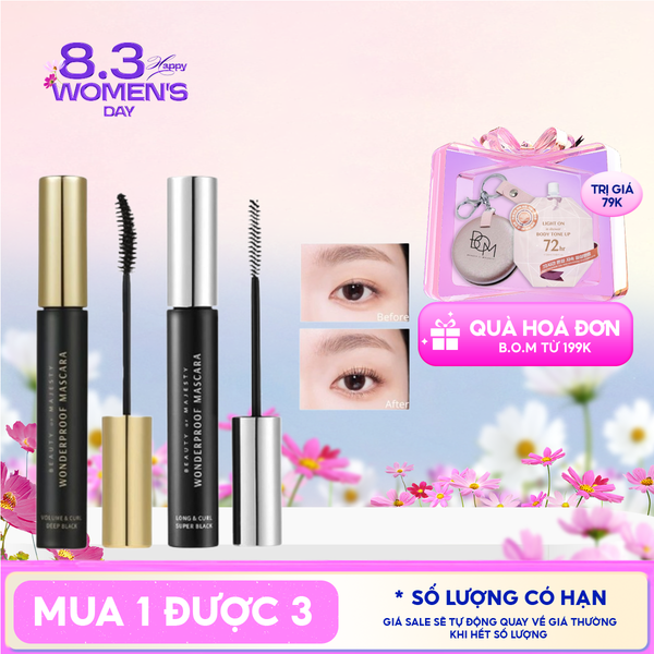  Mascara Chuốt Mi B.O.M Giúp Mi Dài, Dày Và Cong Tự Nhiên, Chống Trôi Hiệu Quả Wonderproof Mascara 8g 