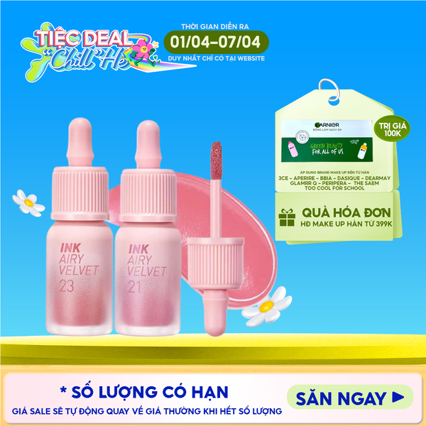  Son Kem Lì Nhẹ Môi, Siêu Mịn Peripera Ink Airy Velvet 4g 