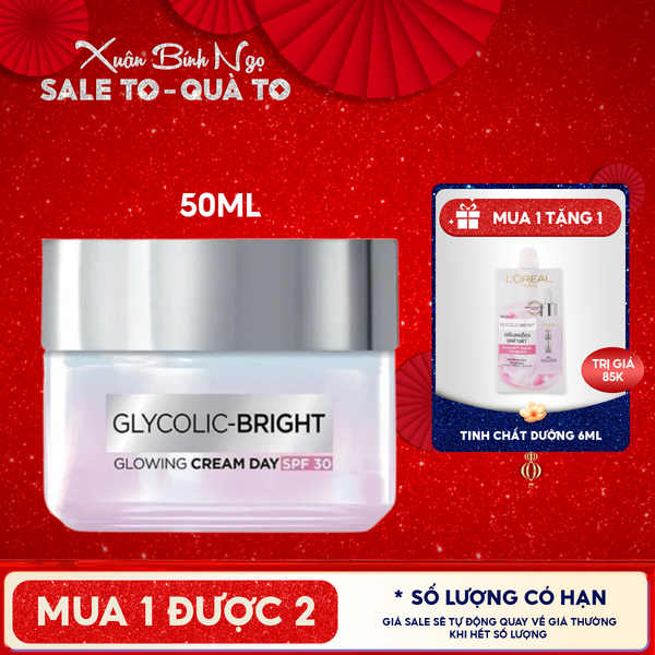  Kem Dưỡng Ban Ngày Hỗ Trợ Mờ Thâm Nám L'Oreal Glycolic Bright Glowing Cream Day 