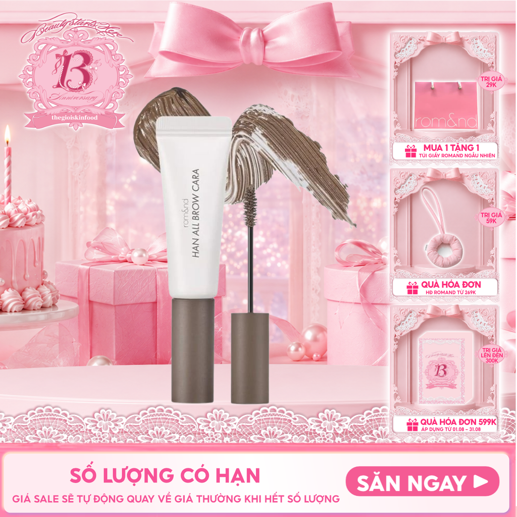 Mascara Chân Mày Romand Siêu Tự Nhiên, Bền Màu, Lâu Trôi Han All Brow Cara 9g