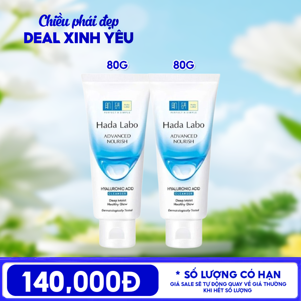  Combo 2 Sản Phẩm Hada Labo Sữa Rửa Mặt Hada Labo Dưỡng Ẩm Tối Ưu Advanced Nourish Hyaluronic Acid Cleanser 80g 