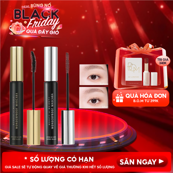  Mascara Chuốt Mi B.O.M Giúp Mi Dài, Dày Và Cong Tự Nhiên, Chống Trôi Hiệu Quả Wonderproof Mascara 8g 