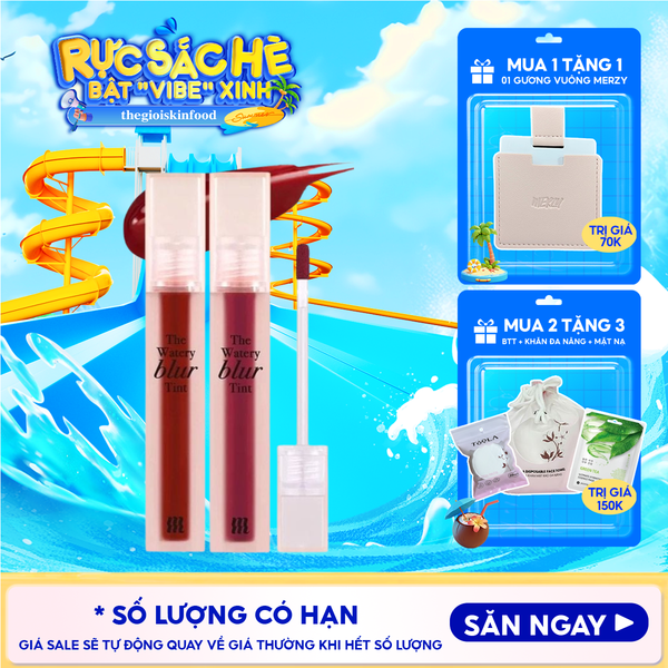  Son Kem Lì Lên Màu Chuẩn, Mịn Mượt Nhẹ Môi Merzy The Watery Blur Tint 4ml 