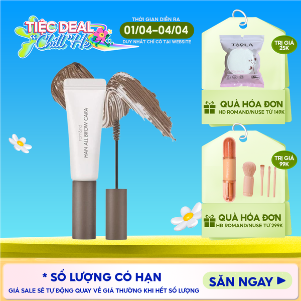  Mascara Chân Mày Romand Siêu Tự Nhiên, Bền Màu, Lâu Trôi Han All Brow Cara 9g 