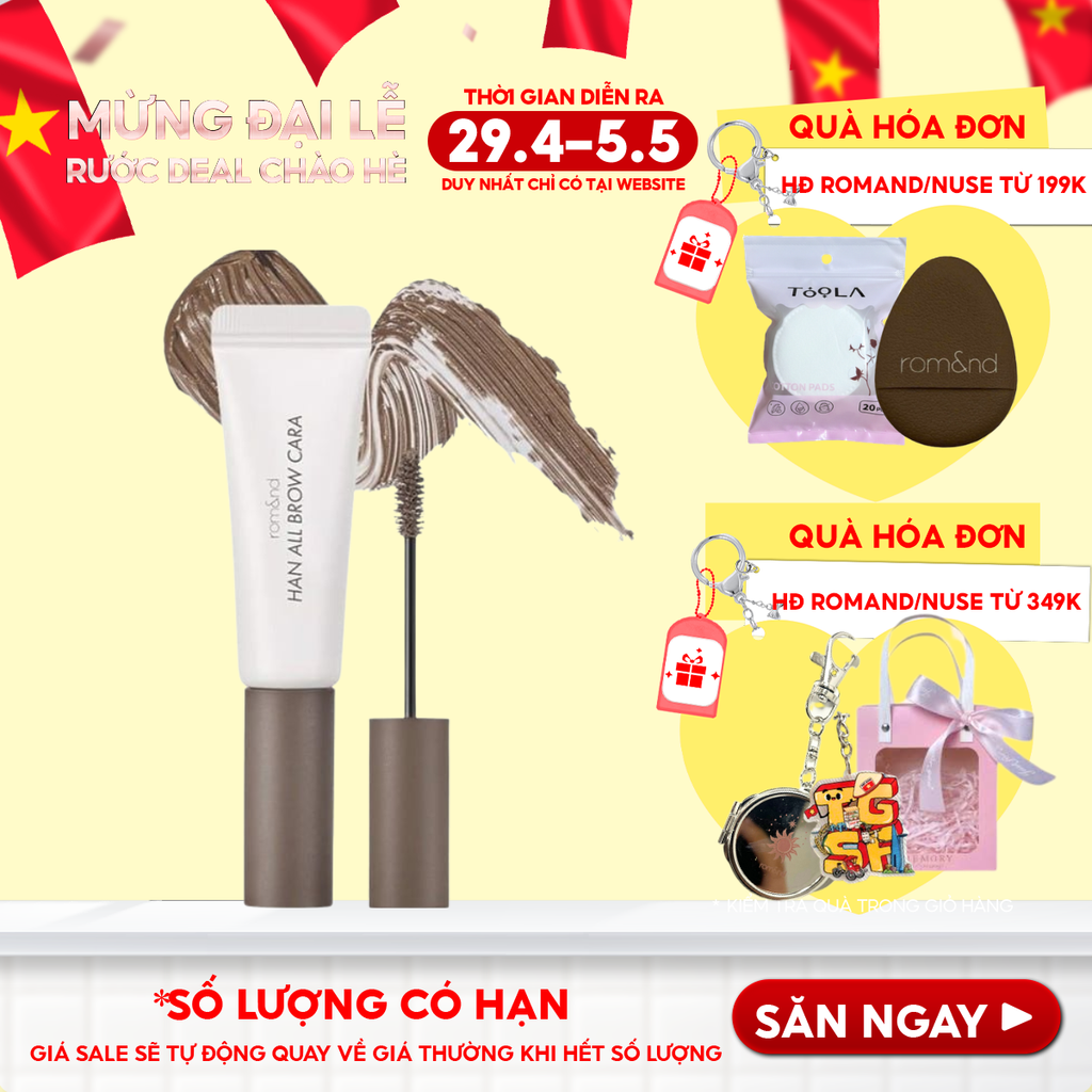 Mascara Chân Mày Romand Siêu Tự Nhiên, Bền Màu, Lâu Trôi Han All Brow Cara 9g