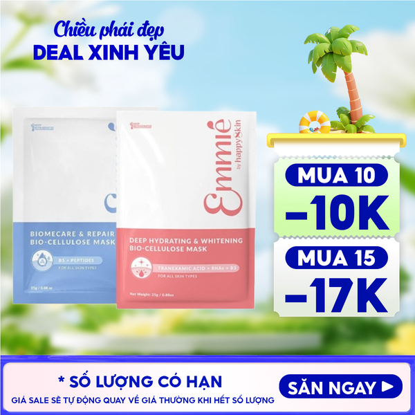  Mặt Nạ Dưỡng Emmié By HappySkin Cấp Ẩm, Hỗ Trợ Phục Hồi, Làm Sáng Da Bio Cellulose Mask 