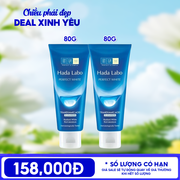  Combo 2 Sản Phẩm Hada Labo Sữa Rửa Mặt Hada Labo Hỗ Trợ Dưỡng Trắng Da Perfect White Arbutin Cleanser 