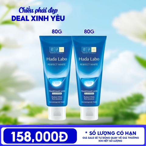 Combo 2 Sản Phẩm Hada Labo Sữa Rửa Mặt Hada Labo Hỗ Trợ Dưỡng Trắng Da Perfect White Arbutin Cleanser