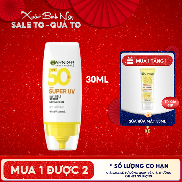  Serum Chống Nắng Garnier Mỏng Nhẹ Skin Naturals Super UV Invisible Serum Sunscreen SPF50+/PA++++ 