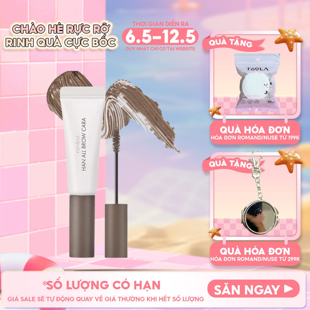 Mascara Chân Mày Romand Siêu Tự Nhiên, Bền Màu, Lâu Trôi Han All Brow Cara 9g
