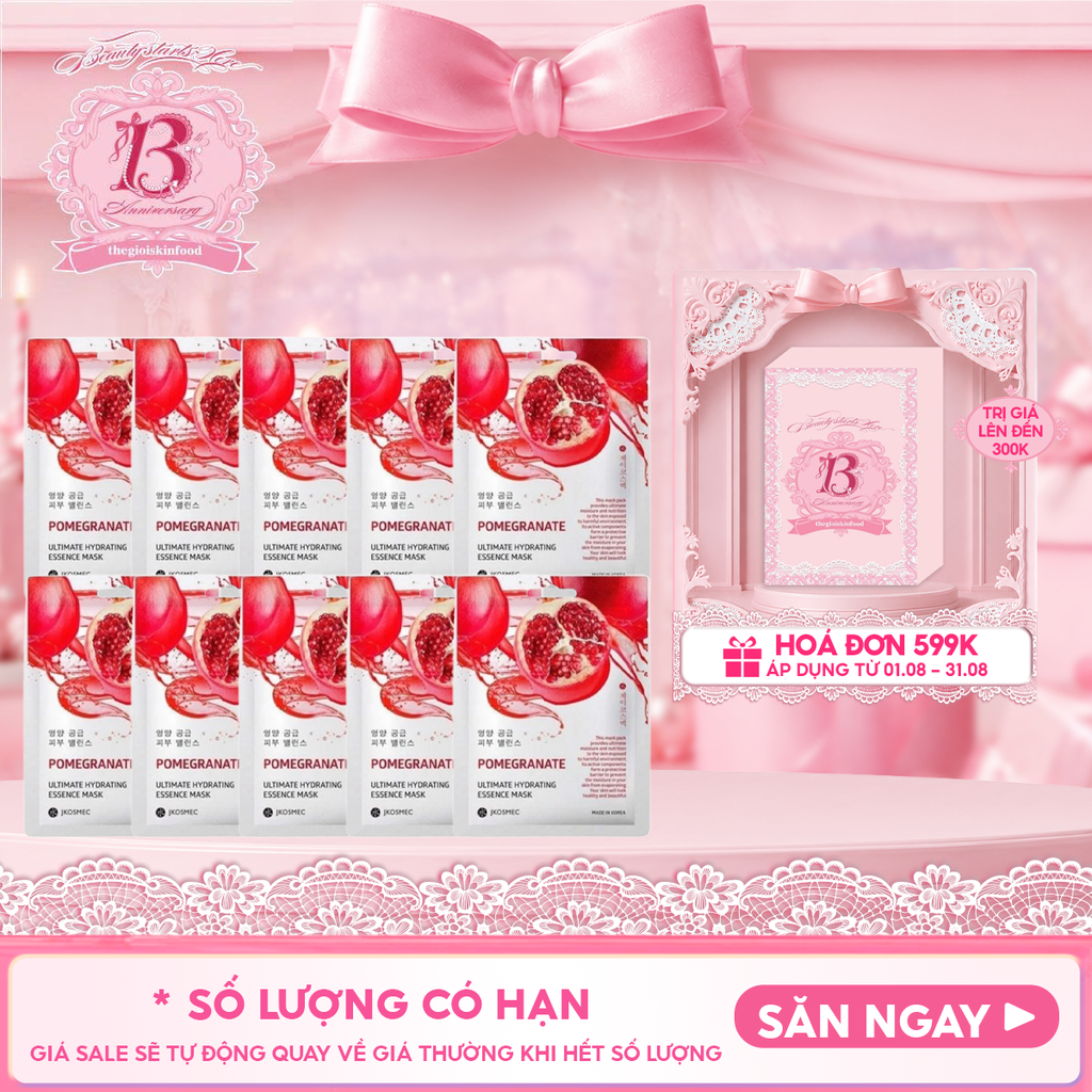 Combo 10 Mask: Mặt Nạ Jkosmec Tinh Chất Cấp Ẩm Chuyên Sâu Ultimate Hydrating Essence Mask 25ml (10 miếng)