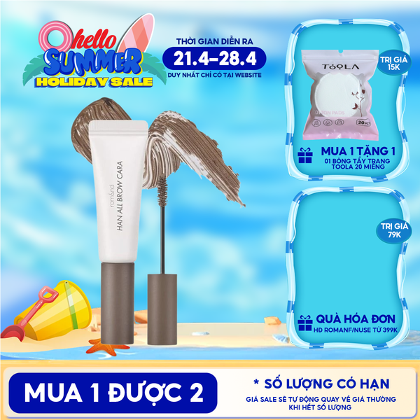  Mascara Chân Mày Romand Siêu Tự Nhiên, Bền Màu, Lâu Trôi Han All Brow Cara 9g 
