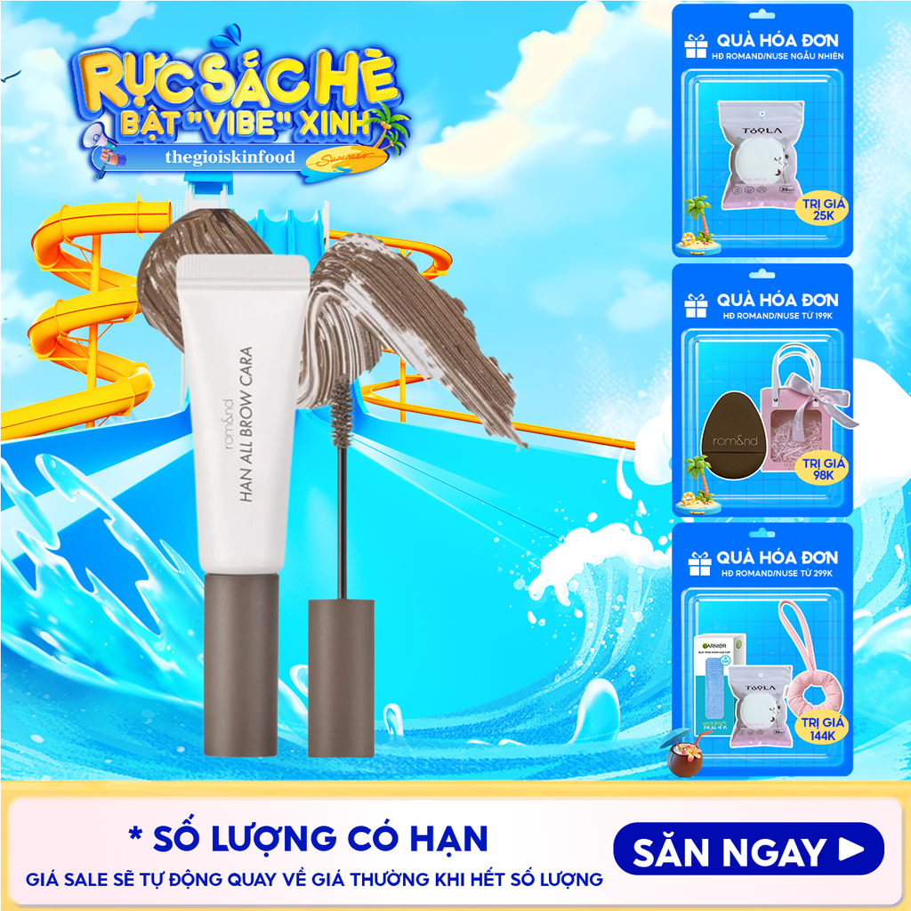 Mascara Chân Mày Romand Siêu Tự Nhiên, Bền Màu, Lâu Trôi Han All Brow Cara 9g