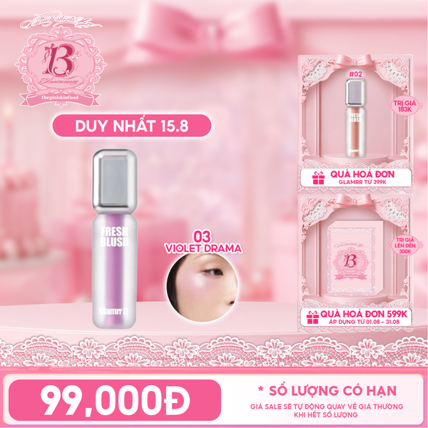  Má Hồng Kem Glamrr Q Căng Bóng Glow Lasting Fresh Blush 3.8g 