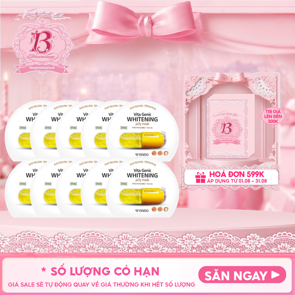 Combo 10 Miếng Mặt Nạ Miếng BNBG Dưỡng Ẩm, Hỗ Trợ Dưỡng Trắng, Cải Thiện Làn Da Hàn Quốc (Vitamin A, B, B3, E)