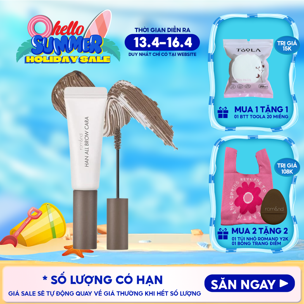 Mascara Chân Mày Romand Siêu Tự Nhiên, Bền Màu, Lâu Trôi Han All Brow Cara 9g