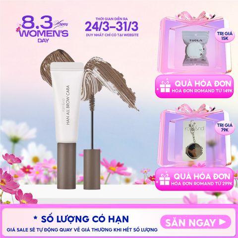 Mascara Chân Mày Romand Siêu Tự Nhiên, Bền Màu, Lâu Trôi Han All Brow Cara 9g